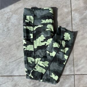 Lululemon Athletica Fast & Free High Rise Green Camouflage Leggings